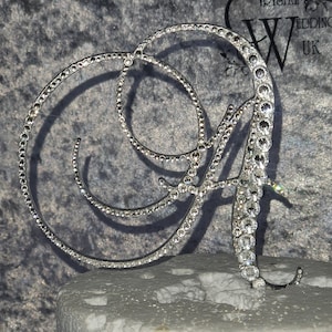 Swarovski Crystal Cake toppers 4'' [ Any Letter monogram custom cake topper [  bling cake topper [ rhinestone cake topper