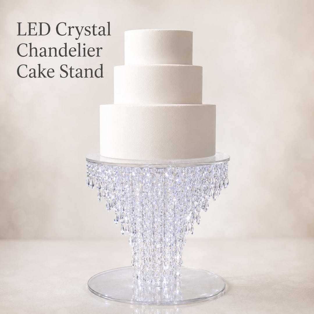 Crystal Chandelier Cake Stand With LED Lights, Luxury Wedding Cake ...