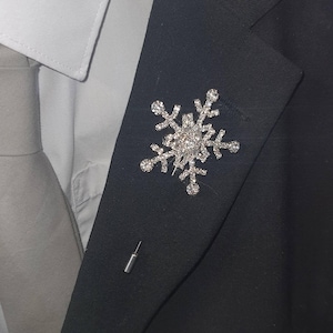 Crystal Snowflake Boutonniere - rhinestone Boutonniere for a Winter Wedding - Christmas Wedding corsage by Crystal wedding uk