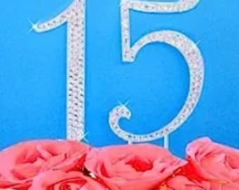 Swarovski Crystal elements number Cake topper in Any NUMBER monogram custom cake topper, bling cake topper, rhinestone cake topper