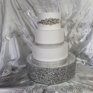 Silver Crystal ENCRUSTED wedding cake stand - round or square by Crystal wedding uk