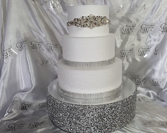 Silver Crystal ENCRUSTED wedding cake stand - round or square by Crystal wedding uk