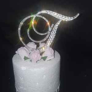 Swarovski1 Crystal elements Wedding Cake topper 4'' in Any Letter monogram custom cake topper, bling cake topper, rhinestone cake topper