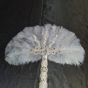 Feather Fan wedding bouquet, Ostrich feather bouquet or matching  boutonniere by Crystal wedding uk