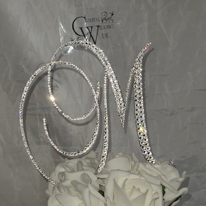 Crystal Letter 4" monogram letter ,Swarovski elements   rhinestone Cake Topper decor, Wedding rhinestone jewel letter cake decorations.