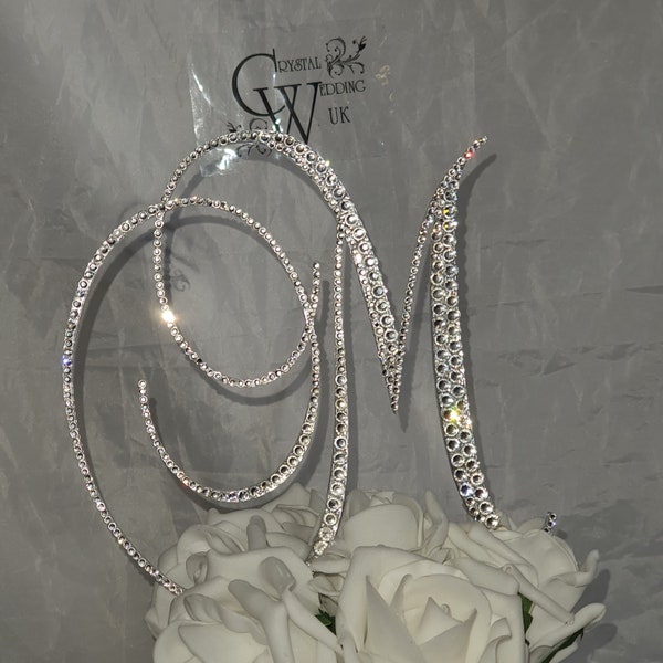 Crystal Letter 4" monogram letter ,Swarovski elements   rhinestone Cake Topper decor, Wedding rhinestone jewel letter cake decorations.