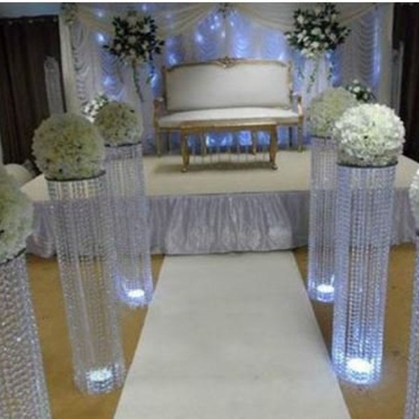 6 pièces maîtresse de table en acrylique, + lumières LED, support de lustre suspendu, table de mariage, décoration d'événement d'allée par Crystal Wedding Royaume-Uni