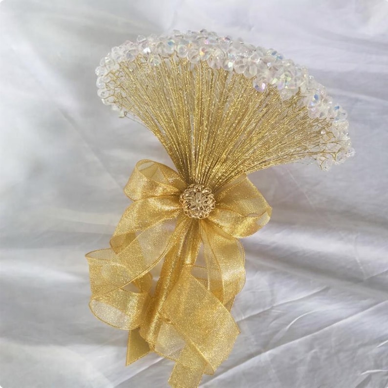 Clear Crystal Wedding Bouquet: Rose Gold Wire Bead Jewel Bouquet image 11