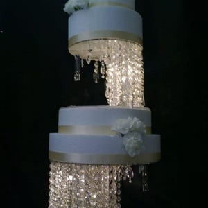 Crystal Chandelier Wedding Cake Stand with LED Lights (Set of 3)