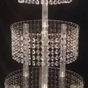 Crystal cake stand, 3 tier wedding cake stand, Faux crystal beads round or square shape by Crystal wedding uk