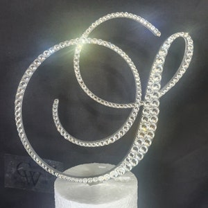 Swarovski Crystal Letter 8" monogram lnitial, EXTRA LARGE rhinestone Cake Topper decor, Wedding  cake topper jewel letters decorations.