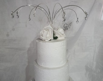 Rose cake topper, Crystal heart fountain by Crystal wedding uk