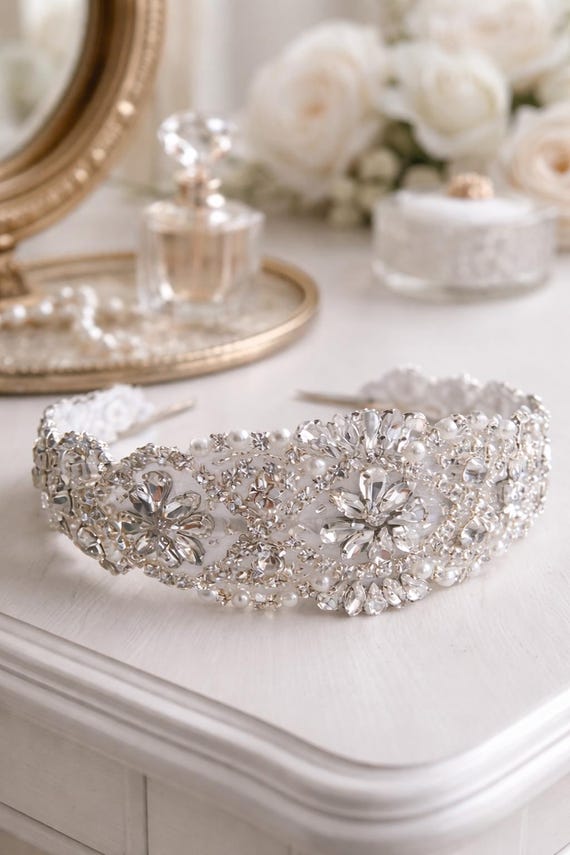 Rhinestone 1920s Headpiece Flapper Headpiece, 1930 display picture 3