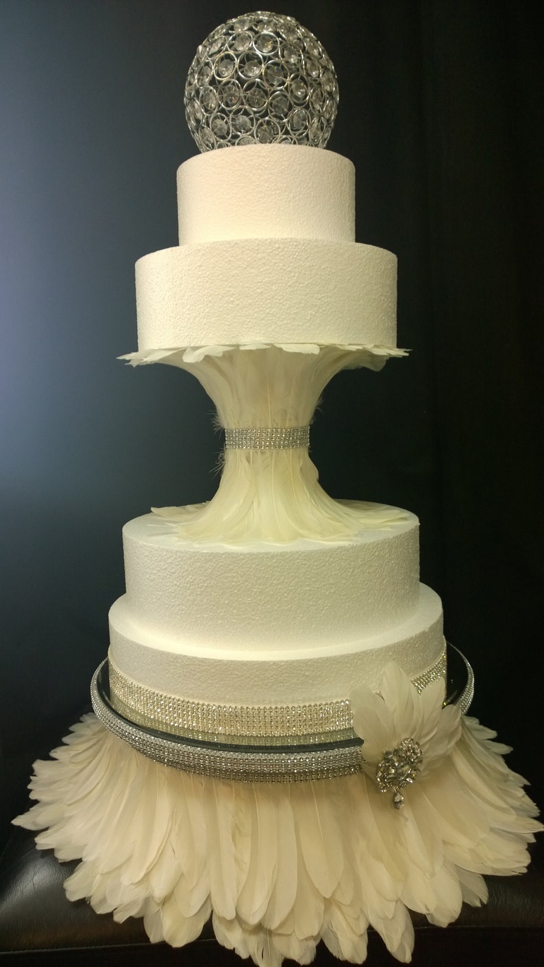 Feather Wedding Cake Stand Divider Set of 2 by Crystal Etsy UK