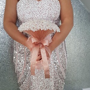 Clear Crystal bouquet, Brides wire bead jewel bouquet. rose gold. silver or Gold by Crystal wedding uk