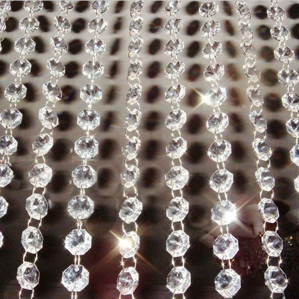 GLASS Crystal Garland 1 metre , Centerpiece Decoration Wedding Reception decor  REAL crystal beads, gold or clear, by Crystal wedding uk