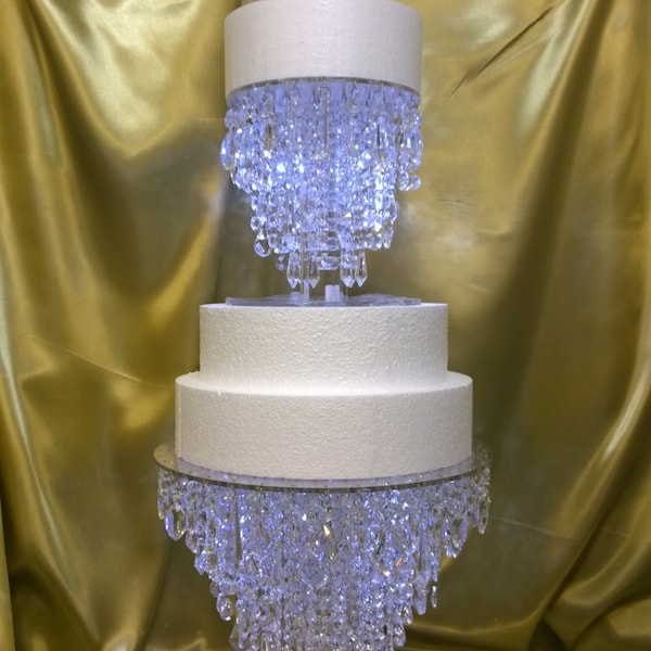 Cake stand Chandelier cake stand [ crystal cake stand [ wedding cake stand + LED lights by Crystal wedding uk