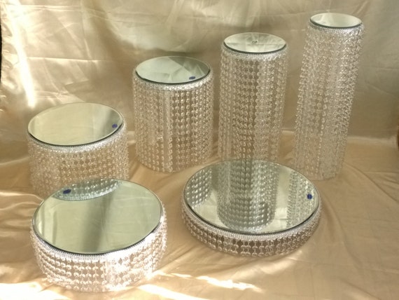 Crystal Cake Stands Set Of 6 Tierscrystal Wedding Cake Etsy