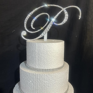 Swarovski Crystal element Wedding Cake topper several sizes Any Letter monogram custom cake topper, bling cake topper,rhinestone cake topper