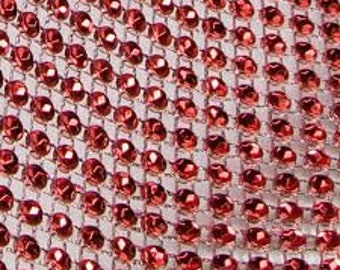 Red, Rhinestone ribbon,  buy 1 get 1 free - Diamond Mesh, Diamante Bling, Crystal trim 1 METER cake trim. by Crystal wedding uk