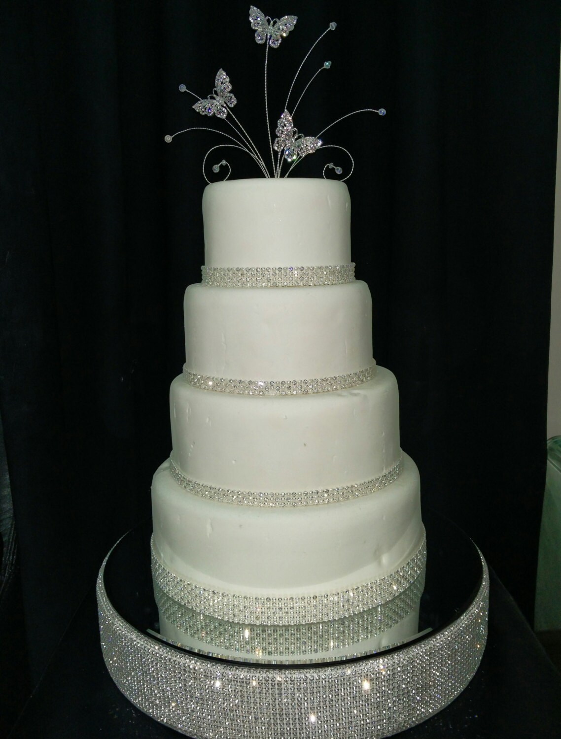 DIY Wedding Cake Bridal Party Event Decorations Craft Mesh Wrap Roll Black 1 Roll 30 Ft 8 Row Electroplate Acrylic Rhinestone Diamond Crystal Ribbon 