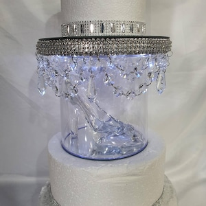 Separatore per torta a forma di scarpetta di vetro: divisore per torta nuziale a LED con cristalli