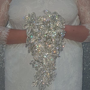 Diamante bouquet brooch Jewel rhinestone crystal wedding bouquet Crystal Bridal Bouquet, bling cascade Jewel bouquet by Crystal wedding uk