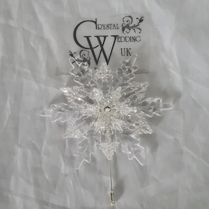 Crystal Snowflake Boutonniere Grooms Boutonniere for a Winter Wedding Christmas Wedding zdjęcie 7