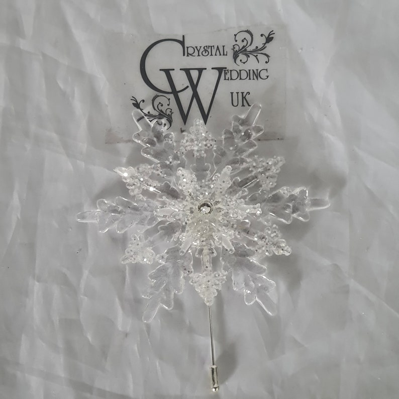 Crystal Snowflake Boutonniere Grooms Boutonniere for a Winter Wedding Christmas Wedding zdjęcie 7