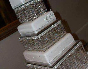 Real crystal Wedding cake stand  set of 3  to  6 tiers   - OTHER SIZES AVAILABLE by Crystal wedding uk