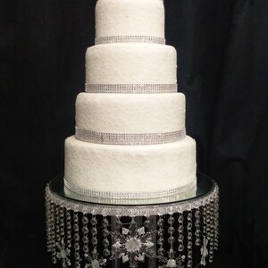 Snowflake Cake Stand Crystal effect or glass beads cake stand for a Winter wedding by Crystal wedding uk image 2