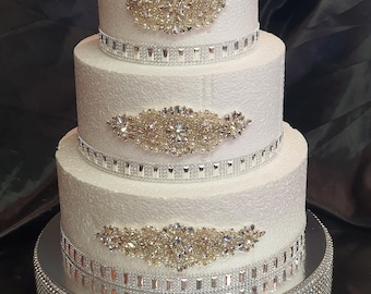 Rhinestone Effect Ribbon Trim,  Crystal Look Cake Banding, Diamante Effect Mesh Ribbon, Wedding Cake Decoration, Craft Trim - 1 Yard