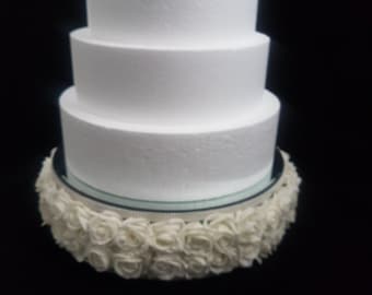 Rose cake stand with mirror top by Crystal wedding uk