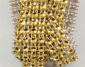 Gold Rhinestone ribbon, Diamond Mesh, Diamante Bling, Crystal trim 1 METER cake trim. by Crystal wedding uk
