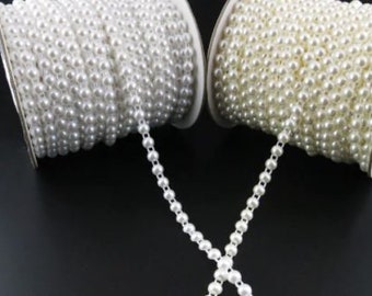 1 meter Pearl chain ribbon banding string cake ribbon  trim &  for crafts by Crystal wedding uk