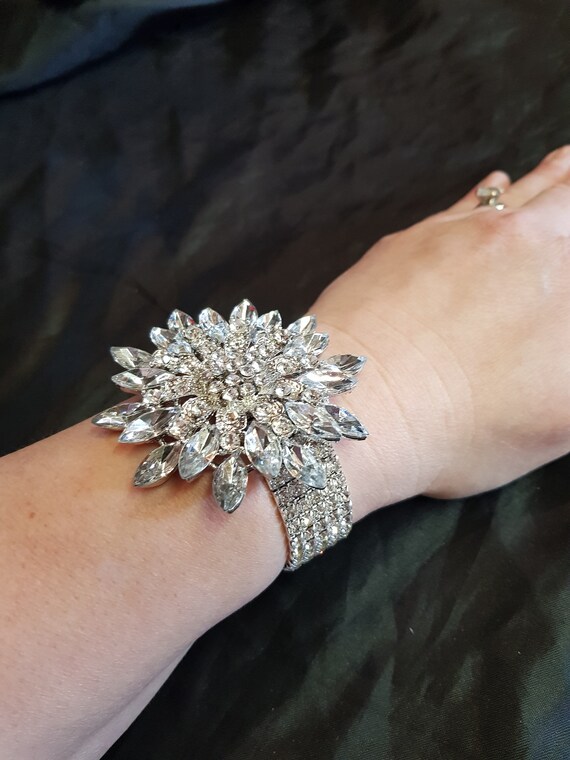 Wrist Corsage crystal Rhinestone Wedding Cuff Bridesmaid