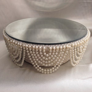Ivory Pearl  cake stand, wedding cake stand, with rhinestones . round or square by Crystal wedding uk
