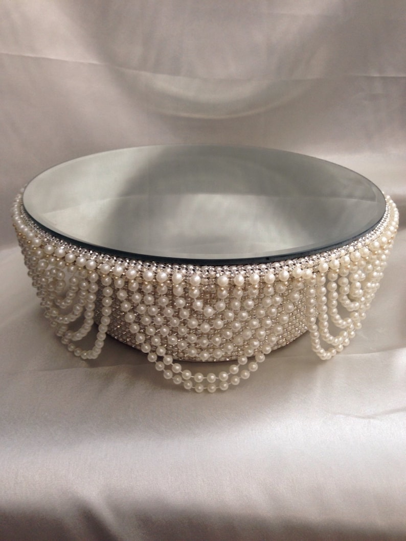 Ivory Pearl cake stand, wedding cake stand, round or square by Crystal wedding uk image 1