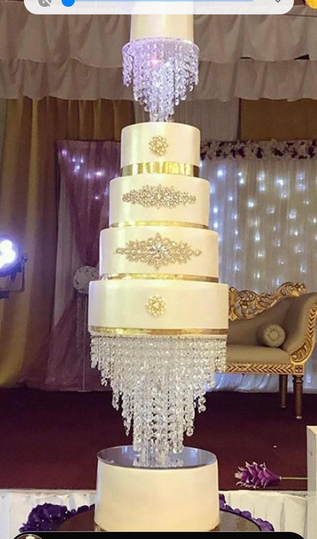 Crystal cake sepearator, diamante cake stand, chandelier wedding cake stand, faux-glass crystal  by Crystal wedding uk