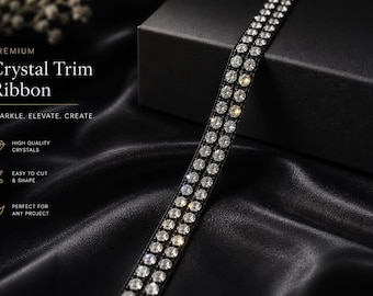 Crystal Diamante Ribbon: Black Back clear glass crystals im  trBanding, Superior Sparkle (1 Yard)