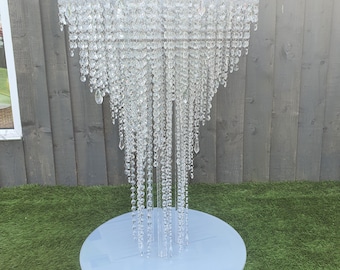 Crystal wedding cake table. cake stand, chandelier style  Table -  TALL FLOOR STANDING sizes with Led by Crystal wedding uk