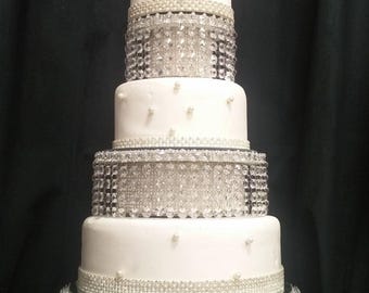 Wedding Cake stand , Faux crystal tiered stacked separators + LED by Crystal wedding uk