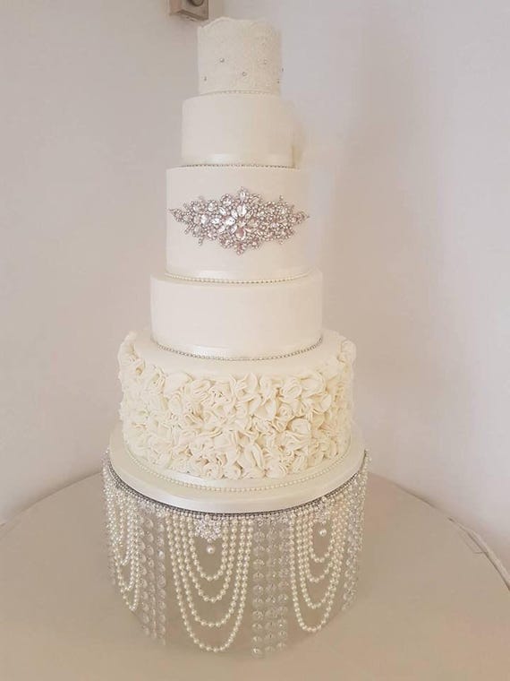 Cake Brooch Crystal Rhinestone Cake Decoration Silver Gold or Rose Gold by Crystal Wedding Uk Etsy UK
