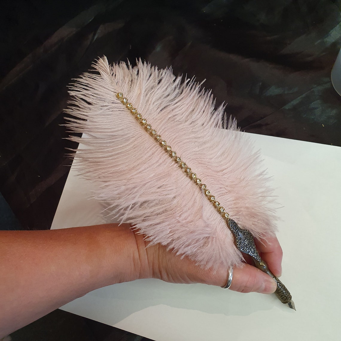 Ostrich Feather Quill Dip Pen Set . Matching Pen Stand for Etsy