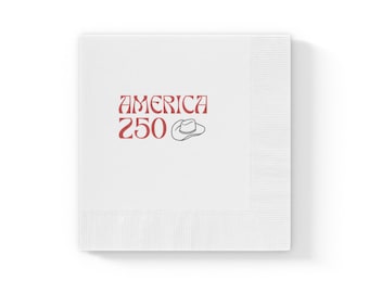 America 250 Cowboy Hat Napkins | White Cocktail Napkins 50 or 100 Pack