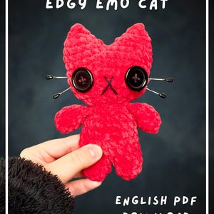 PATTERN Edgy Emo Cat | Beginner Friendly Amigurumi (English PDF Crochet Pattern)