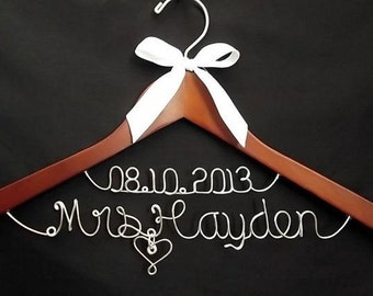 Personalized new Last name & wedding date hanger, Personalized Wedding Gift, Personalized Bridal Shower Gift, Treasured Memories Hanger