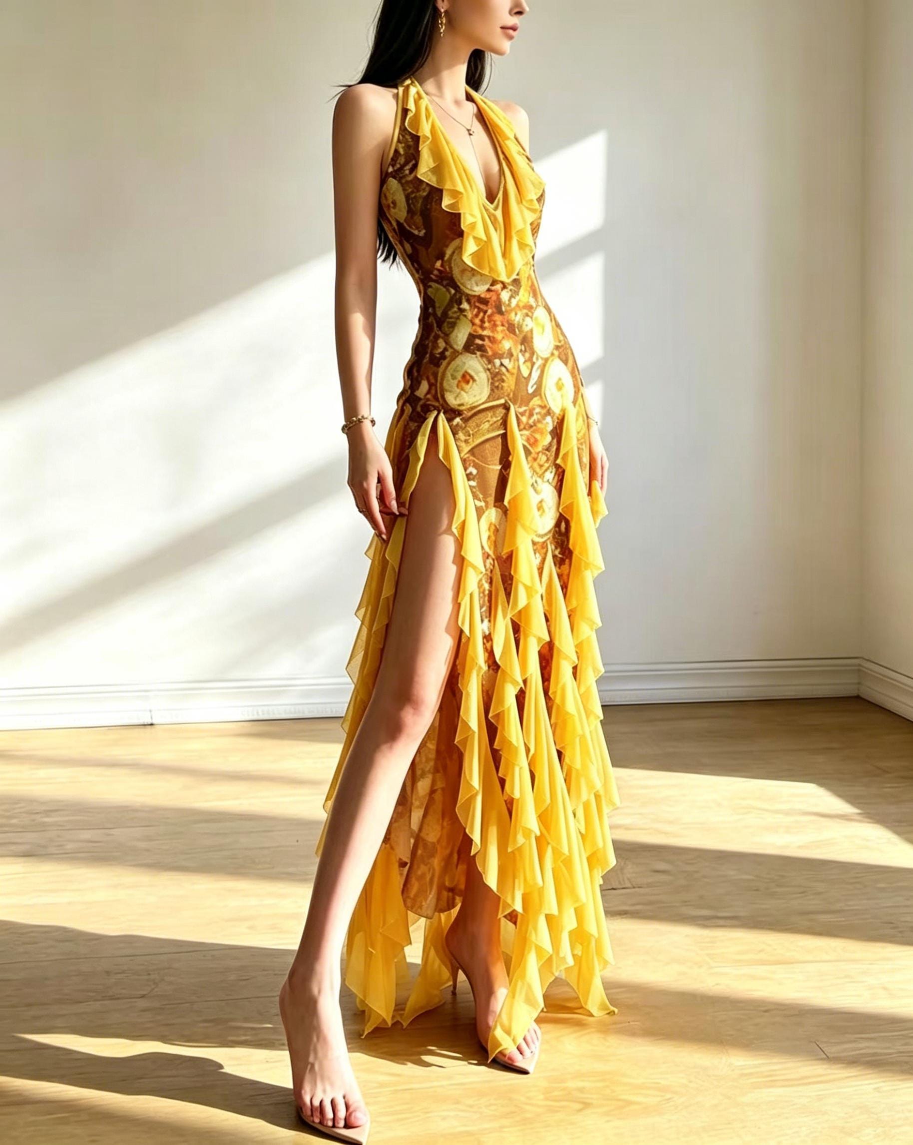 Wedding Guest Yellow Floral Dress - Etsy