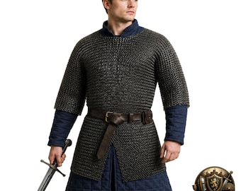 9mm Flat Riveted Ring Chainmail Shirt : Haubergeon Medieval Maille