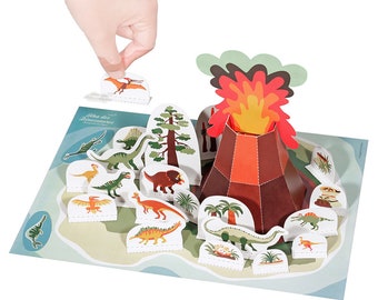 Dinosaur Island Paper Toy - DIY Paper Craft Kit - 3D Model Paper Figure - Papercraft Kids
